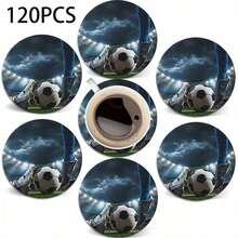 6/120pcs 2D Printed Football Sports Event Design Round PET Coasters, Suitable For Yard, Kitchen, Living Room, Family Gathering Tabletop Decor, Gift For Friends And Family On Holidays, Suitable For Valentine's Day, Wedding, Birthday Party Home Decor Accessories, Best Gift For Friends - Multicolor - View 12