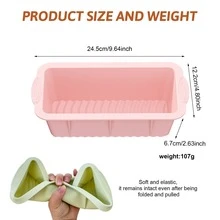 Khuôn nướng silicon hình chữ nhật, thích hợp để nướng bánh mì, bánh ngọt và bánh brownie. Chất liệu silicon 100%, chịu nhiệt, chống dính, dễ lấy ra khỏi khuôn, có thể rửa bằng máy rửa chén. - Nhiều màu - Xem 9