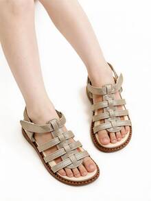 1双时尚儿童凉鞋，金色女童平底凉鞋，魔术设计，柔软防滑耐磨鞋底，适合宴会、聚会、派对、婚礼、度假等场合。 - 金色 - 查看 2