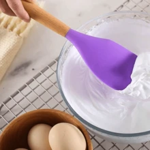 12件套多功能木柄硅胶厨具套装，包括汤勺、铲子、烘焙用具、刮刀、意面夹，带收纳桶 - 彩色 - 查看 1