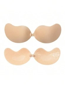 2pcs Push-Up Bra - Mango Shaped Strapless Backless Bra | Seamless Self-Adhesive Silicone Nipple Covers And Pads | Ideal For Wedding Dresses And Lingerie | Nude And Black Available | Professional Self-Adhesive Padding | Reusable | All Season Invisible Backless Bra - Multicolor - View 14