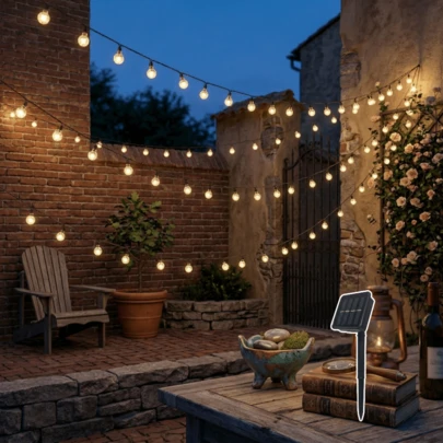 1 pieza Luces de cadena de bola de cristal con burbujas LED solares de 20/30/50/100/200 con 8 modos de iluminación, luces de hadas solares impermeables para jardín, patio, porche, balcón, cerca, carpa, cortina, boda, fiesta, cumpleaños, Navidad, Eid, Ramadán, decoración del hogar, dormitorio, sala de estar