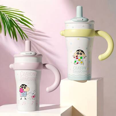 CRAYON SHINCHAN Sản phẩm mới về: Bình giữ nhiệt hai lớp cách nhiệt dung tích lớn chất lượng cao, có ống hút, thiết kế dễ thương dành cho bé gái, 960ml.