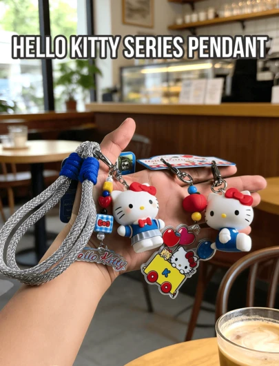 Hello Kitty Series Pendant Keychain Set, Officially Licensed 3D Character Figure Keychains With Braided Wrist Straps, Acrylic Charms And Decorative Beads, Durable Bag Charms For Keys, Backpacks, Handbags And Daily Use, Cute Collectible Accessory For Character Fans And Art Toy Enthusiasts, Ideal Gift For Friends, Couples, Birthdays, Holidays And Special Occasions
