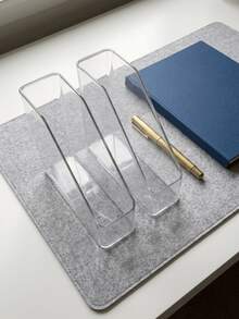 Thick Transparent Desktop Book Shelf, Large Capacity Student Desk File Storage Box, Office Document Tray - Transparent Version - View 2