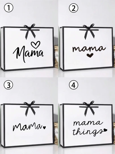 1 Stück elegante "Mama" Geschenktüte mit schwarzem Band - leicht, ideales Geschenk für Mutter, faltbare Papier-Einkaufstasche, tragbare Tragetasche mit großer Kapazität, Reise-Organizer-Tasche, perfekt für Dankeschön-Anlässe, elegante Geschenktüte | leichte Tasche, geeignet für Muttertags-Geschenke, Geburtstaggeschenke, Urlaubsutensilien