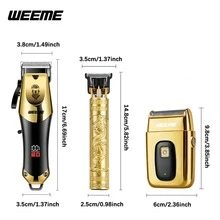 WEEME 男士电动理发器套装：配备 LED 数字显示屏和 T 型刀头，实现无缝修剪，锋利精准，不拉扯头发。无线设计，方便携带，适合在家或外出进行理发、修剪胡须、造型和雕塑，是送给男士的完美礼物和精品之选。 - 彩色 - 查看 9
