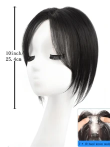 10 Inch Fluffy Bangs Hair Topper, Butterfly Shaped, Used To Cover White Hair, Handwoven Inner Net, High Crown Seamless And Lightweight Hair Topper, Suitable For Women - Multicolor - View 2