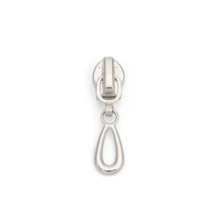 Tiradores de cremallera con gota de metal, recambios de cremallera de nailon plateado, accesorios DIY para equipaje y ropa, deslizadores de cremallera lisos desmontables - plata - Ver 5