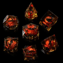 7pcs Resin Dice Set With Sharp Edges, Cat's Eye Effect, For Role-Playing Game - Multicolor - View 1