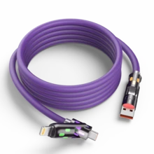 MPATIBY Cable de datos 4 en 1, USB-A/Tipo-C a Tipo-C/Lightning, compatible con iPhone 12/13/14/15, Android y talla grande dispositivos - Morado - Ver 1