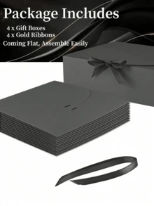 10 piezas Cajas de regalo negras con tapas, cajas de propuesta para padrinos, cajas de regalo negras de lujo con cintas, adecuadas para bodas, cumpleaños, fiestas, graduaciones, Día de San Valentín, regreso a la escuela y otras ocasiones - negro - Ver 3