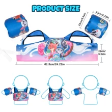 Disney Toddler Swim Vest, 3-In-1 Adjustable Toddler Floaties Kids 2-7 Years (22-66 Lbs), Detachable Pool Float & Arm Bands, Puddle Jumper Style For Pool, Beach, Swimming - Baby Blue - View 8