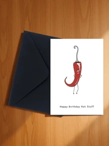 A Fun & Creative Spicy Birthday Card Set (With Envelope) - Cartoon Plant Design, Suitable For Husband, Wife, Girlfriend, Boyfriend - English Text, Daily Office Supplies (Includes 1 Card/1 Envelope, 4.3" X 6.3") - Style a - View 20