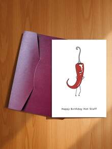 A Fun & Creative Spicy Birthday Card Set (With Envelope) - Cartoon Plant Design, Suitable For Husband, Wife, Girlfriend, Boyfriend - English Text, Daily Office Supplies (Includes 1 Card/1 Envelope, 4.3" X 6.3") - Style a - View 15