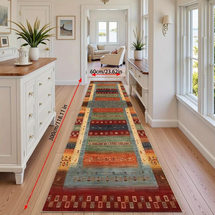 1件装格子爱心长地毯系列，多色背景室内入口地毯，卧室床边垫，厨房地毯，柔软加厚浴室地毯，带缓冲防滑功能，可水洗，走廊地毯，客厅，洗衣房，浴室 - B - 查看 6