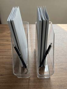 Thick Transparent Desktop Book Shelf, Large Capacity Student Desk File Storage Box, Office Document Tray - Transparent Version - View 4