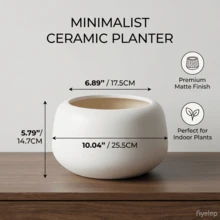 Chậu trồng cây bằng gốm sứ màu trắng mờ cỡ lớn - Chậu trồng cây thủ công tối giản, phù hợp với trang trí nhà hiện đại và cây cảnh. - B - Xem 5