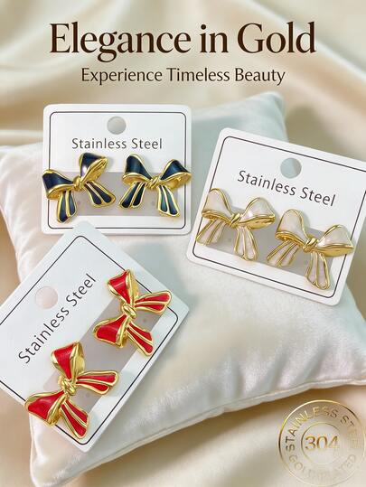 1. Gold Bowknot Earrings\N2. Long Tassel Chain Earrings\N3. Fashionable Small Bowknot Earrings\N4. Ribbon Waterfall Pendant Earrings\N5. Pearl Bowknot Earrings\N6. Shiny Elegant Bowknot Collegiate Style Jewelry Gift For Women