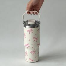 BENNY Bình giữ nhiệt bằng thép không gỉ 30oz có tay cầm, nắp kép (ống hút & nắp uống), thiết kế nơ, cách nhiệt chân không, giữ nóng 12 giờ, giữ lạnh 24 giờ, chống rò rỉ | Quà tặng Eid, Quà tặng đặc biệt Ramadan, Quà tặng tựu trường, Quà Giáng sinh cho phái nữ, Phụ nữ, Thiếu nữ - nhiều màu - Xem 5