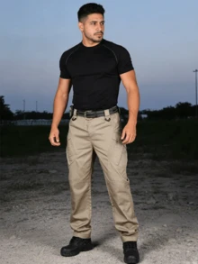 Men's Tactical Jumpsuit With Side Pocket And Skate Pants - 卡其色 - 查看 10
