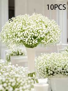20/10/1 Piece Artificial Breathable Flower Bouquet - 20 Bunches Baby's Breath, Suitable For Wedding Decoration, Party Tablecloth Design, Hotel Decoration, Floral Design. The Artificial Baby's Breath Flowers Have Realistic Texture, Suitable For Anniversary, Wedding, Engagement, Hotel And Other Occasions - White Baby's Breath - View 13