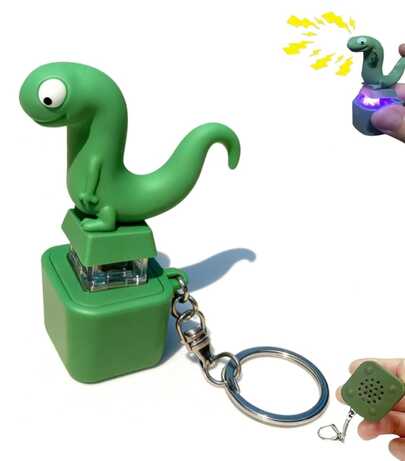 Lizard Keychain Toy With Sound And Light, Rechargeable Button Fidget Keychain, Portable Novelty Accessory For Bag Or Keys – Cute Animal Design