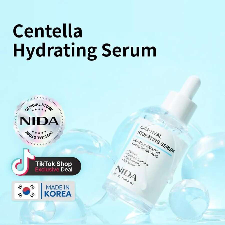 NIDA Centella CICA-HYAL Hydrating Serum Hyaluronic Acid Niacinamide Calming Soothing Moisturizing Sensitive Moisture Hydrate Dewy Skin Repair - Blue - 查看 1