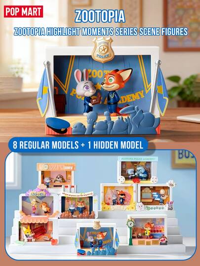  POP MART Zootopia Highlight Moment Series Blind Box Scene Sets - 8 Regular + 1 Hidden Best Partner, Disney Movie Iconic Scenes Diorama Featuring Conferring Honors Pawpsicle Successful Performance Boxing Match High Quality Service Shining Of Fulfilling Dayin Dccessful Performance Boxing Match High Quality Service Shining Of Fulfilling Dayin 3. 0.69-1.71in Moveable Characters, PVC/ABS Interactive Slider & Dial Mechanics, Exquisite Miniature Environment Collectible Figurines, Perfect for Zootopia Disney Fans Blind Box Collectors Animation Lovers Gift Seekers