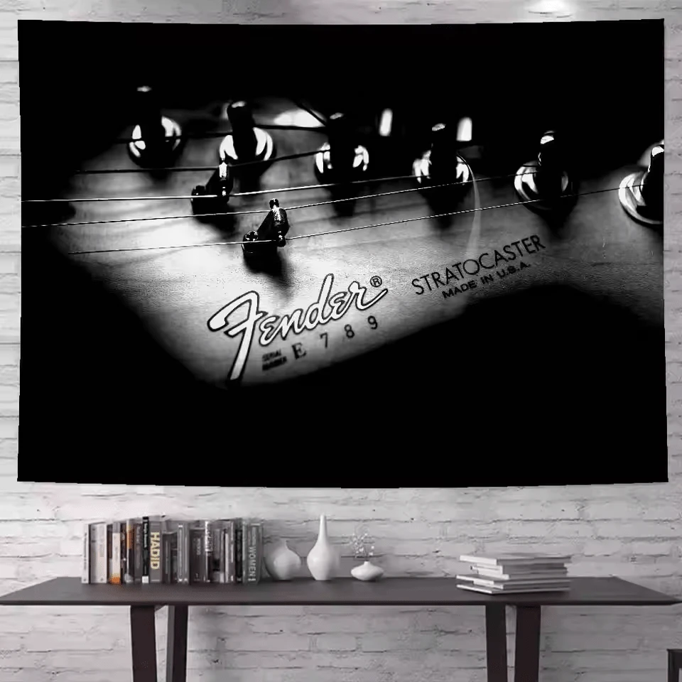 Fender Guitar Anime Tapestry Hippie Flower Wall Carpets Dorm Decor Wall Hanging Home Decor (5) - Màu sắc hình ảnh chính - Xem 1