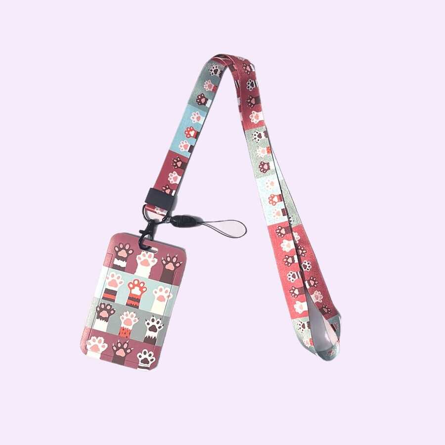 Móc treo thẻ hình dấu chân mèo dễ thương, cuộn dây đeo thẻ, hộp đựng thẻ, vật dụng cần thiết khi đi du thuyền, dây đeo cổ, móc chìa khóa, đồ dùng văn phòng phẩm - A - Xem 1