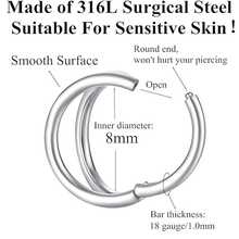 Khuyên mũi, khuyên tròn, khuyên vách ngăn mũi, trang sức xỏ khuyên tai vành tai, khuyên tai sụn cho nữ và nam, trang sức xỏ khuyên xoắn ốc, khuyên tai sụn vành tai, khuyên tai sụn vành tai, thép không gỉ, vàng, bạc, cỡ 16G, 18G, 20G - Nhiều màu - Xem 4