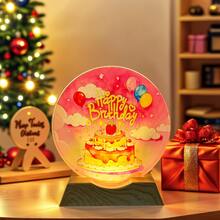 Lampe de chevet étoilée en acrylique avec fille et chat, lampe de bureau LED ronde en cristal avec base en bois, décoration de chambre mignonne et cadeau pour enfants - Plusieurs styles - Voir 8