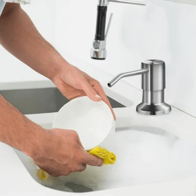 1 Set Kitchen Sink Liquid Soap Dispenser Pump Head Accessories, Metal Pump Head With Long Extension Tube Soft Hose Liquid Soap Dispenser Sink Pump Replacement Kit, Suitable For Kitchen & Bathroom Sink