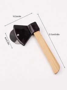 1 chiếc dao cắt pizza hình rìu bằng thép không gỉ với cán bằng tre và gỗ, dao cắt bánh tròn sáng tạo. - Nhiều màu - Xem 7