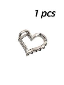 1 pieza Pinza para el cabello con forma de corazón de metal, accesorio elegante para el cabello de mujer, accesorio de verano, atuendo de playa, accesorio de vacaciones, pinza para el cabello, garra para el cabello, accesorio de moda para el cabello de mujer, adecuado para fiesta, playa de verano, viaje, fotografía, ocasiones diarias, estilos de verano y playa - Multicolor - Ver 8
