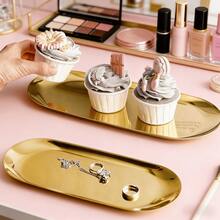 1pc Brass Vanity Tray - Oval Unelectrified Makeup & Jewelry Storage Box, Perfume & Cosmetics Holder, Elegant Sponge Soap Dish Bathroom Accessory, Home Decor Accent - Gold - View 10
