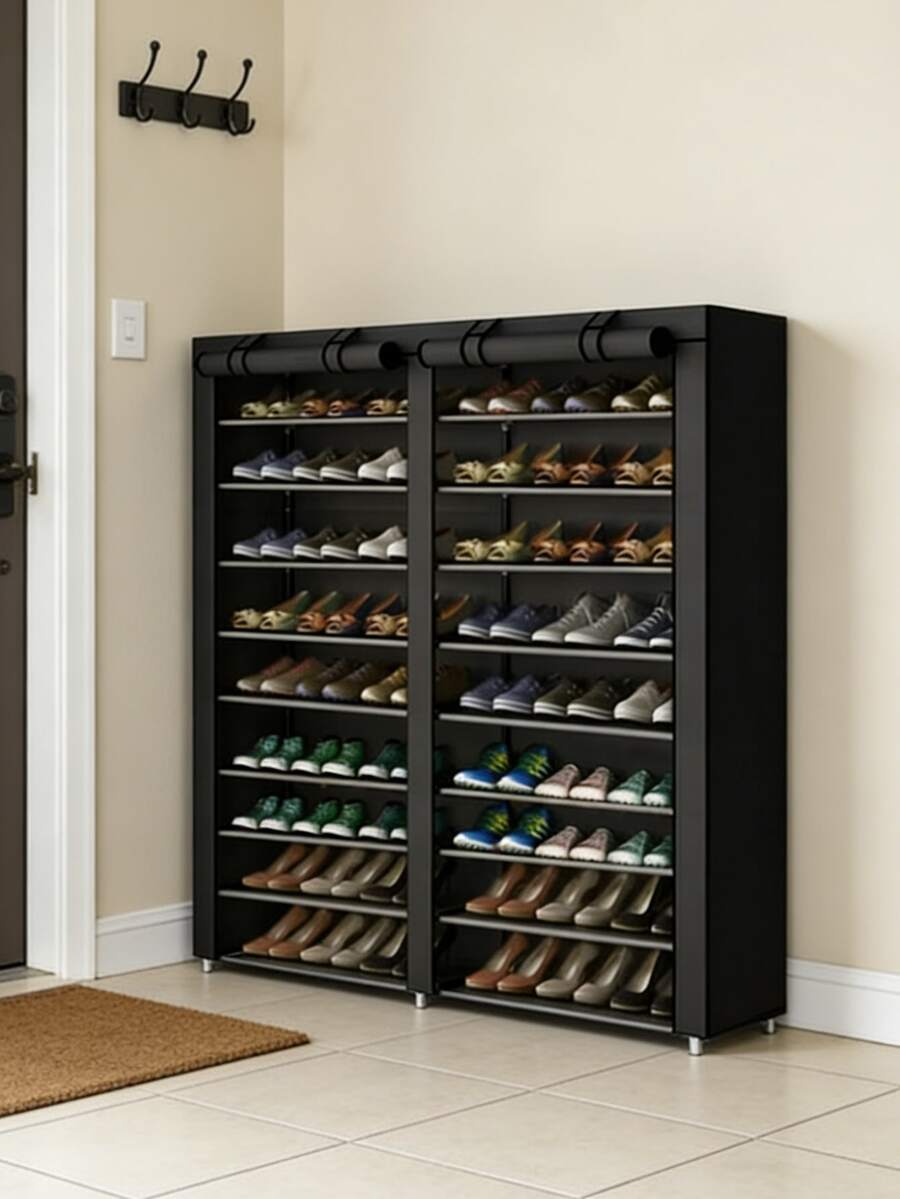 Zapatero portátil de doble con cubierta de tela no tejida,Zapatera Doble Organizador Cubierta de Tela Impermeable, Estante con Estructura de Acero de 7Niveles, Zapatero Ahorrador de Espacio, Multifuncional de Fácil Armado,zapateros anchos, zapatero estrecho, organización de armarios, organización del hogar, almacenamiento duradero, gabinete que ahorra espacio.