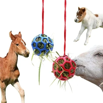 Hanging Swinging Horse & Goat Feeder Ball - With Treat Dispenser, Suitable For Stabled Horses, Ponies And Goats, Helps Provide Psychological Stimulation And Slow Feeding Of Hay