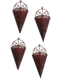 Plastic Wall-Mounted Flower Basket, Decorative Artificial Plant Cone Vase, Asymmetrical Rattan Flower Pot, Suitable For Home Decor, Multifunctional, Also Can Be Used As Gift - Multicolor - View 13