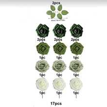 7/12/17/22/27PCS Artificial Flowers, Foam Roses With Stems, Suitable For DlY Wedding Bouquets, Bridal Shower Centerpieces, Floral Arrangements, Party Table Decor, Home Decor (OPP Bag Packaging, No Box) - Green - View 15