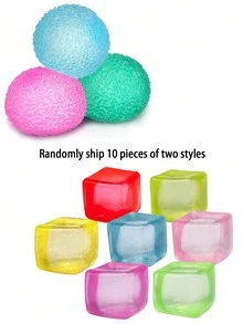 1/6个减压指尖魔方 - 柔软可拉伸感官玩具，适合成人，也适用于多动症/注意力缺陷障碍患者，可刺激感官、拉伸和缓解压力，适用于办公室、家庭、教室（颜色随机）“圣诞节和万圣节的最佳小礼物” - 彩色 - 查看 14