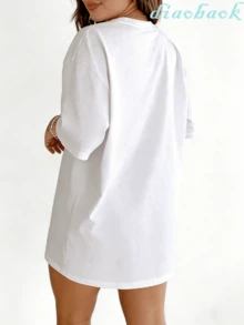 Positano Italy Coastal Town Print Women's Pure Cotton T-Shirt Watercolor Art Style Summer Vacation Travel Outfit Casual Beach Wear For Women  Fashion Top 2024 Summer Look - trắng - Xem 4