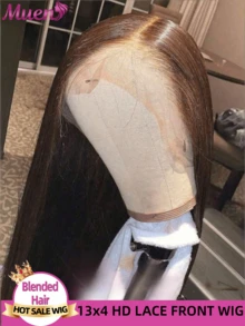 Tóc giả thẳng màu nâu sô cô la 13x4, tóc giả ren phía trước màu nâu tự nhiên 200% 5x5 đã được cắt sẵn, không cần keo dán, chỉ cần 3 giây để đội, tóc giả ren phía trước trong suốt 13x4 dành cho nữ, đã được tỉa sẵn với đường chân tóc tự nhiên. - S4 - Xem 2