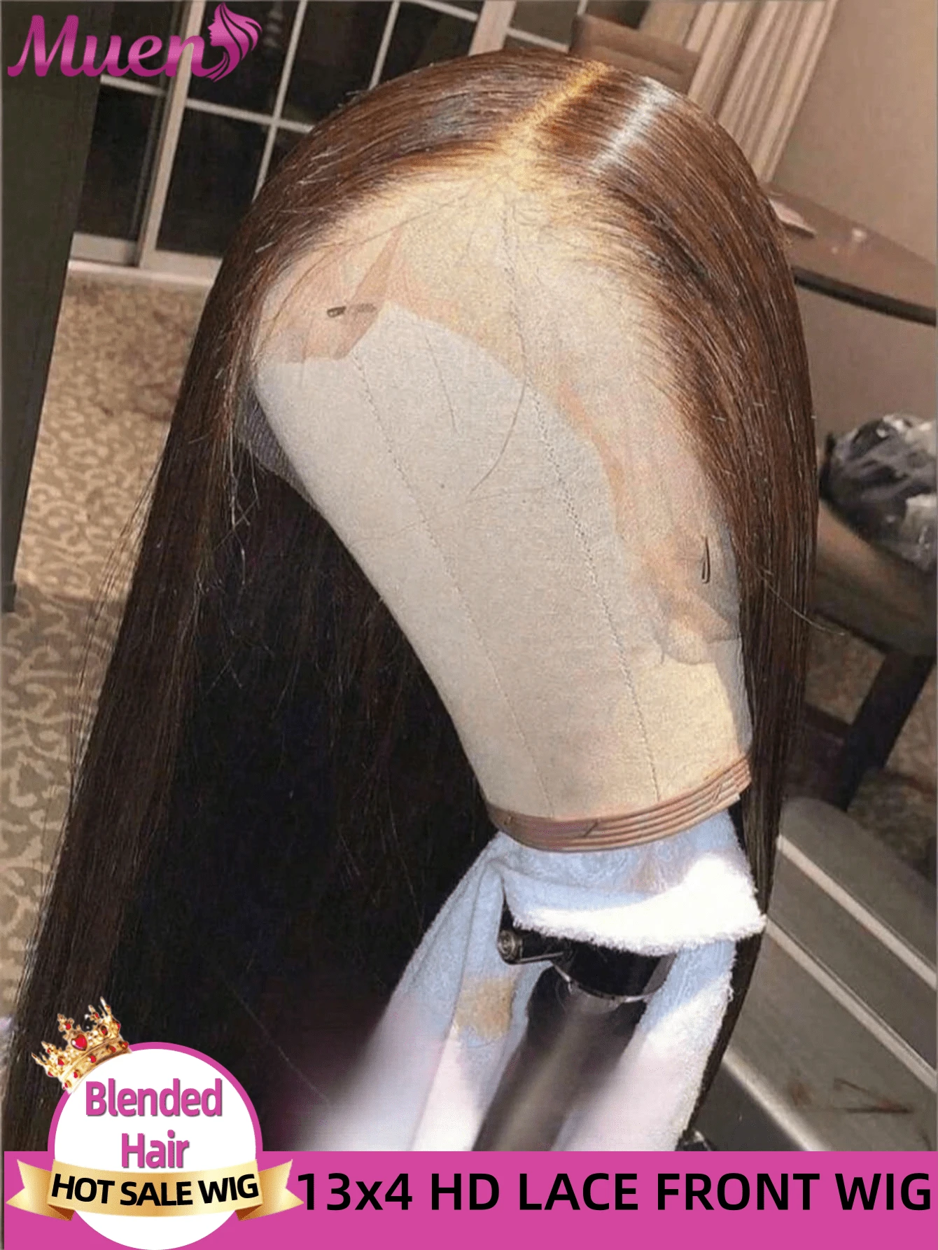 Tóc giả thẳng màu nâu sô cô la 13x4, tóc giả ren phía trước màu nâu tự nhiên 200% 5x5 đã được cắt sẵn, không cần keo dán, chỉ cần 3 giây để đội, tóc giả ren phía trước trong suốt 13x4 dành cho nữ, đã được tỉa sẵn với đường chân tóc tự nhiên.