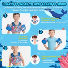 Disney Toddler Swim Vest, 3-In-1 Adjustable Toddler Floaties Kids 2-7 Years (22-66 Lbs), Detachable Pool Float & Arm Bands, Puddle Jumper Style For Pool, Beach, Swimming - Baby Blue - View 3