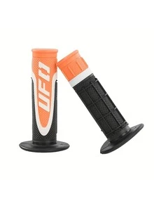 Universal Motorcycle Handlebar Grips | UFO Logo Design | 1 Pair Anti-Slip Rubber Grip With Textured Pattern | Off-Road Motorcycle, Dirt Bike, Scooter, ATV Throttle Grip Covers - A - View 21