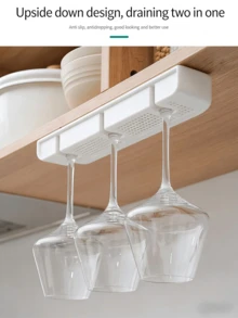 Soporte para copas de vino debajo del gabinete - Organizador de copas que ahorra espacio sin necesidad de taladrar para la cocina y el bar - Multicolor - Ver 3