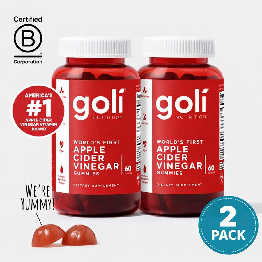 Goli Apple Cider Vinegar Gummies 2 Pack – Delicious ACV Vitamin B12 Formula, Vegan, Gluten-Free & Non-GMO, Daily Wellness Supplement - 440G - 查看 1