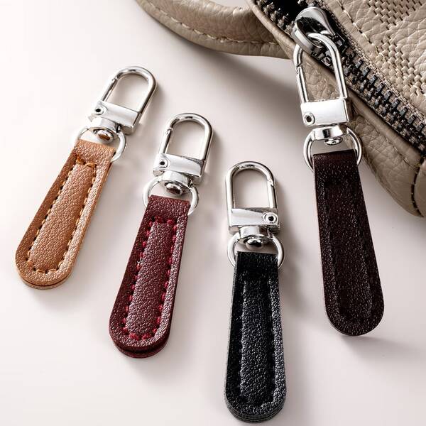 PU Leather Zipper Pulls, Detachable Metal Zipper Sliders, Vintage Leather Zipper Pulls For Bags, Backpacks, Clothing